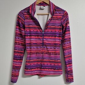 Nike Pink and Purple Patterned Half-Zip Pullover